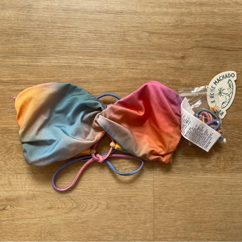 rvca sunset bandeau shimmer swim top